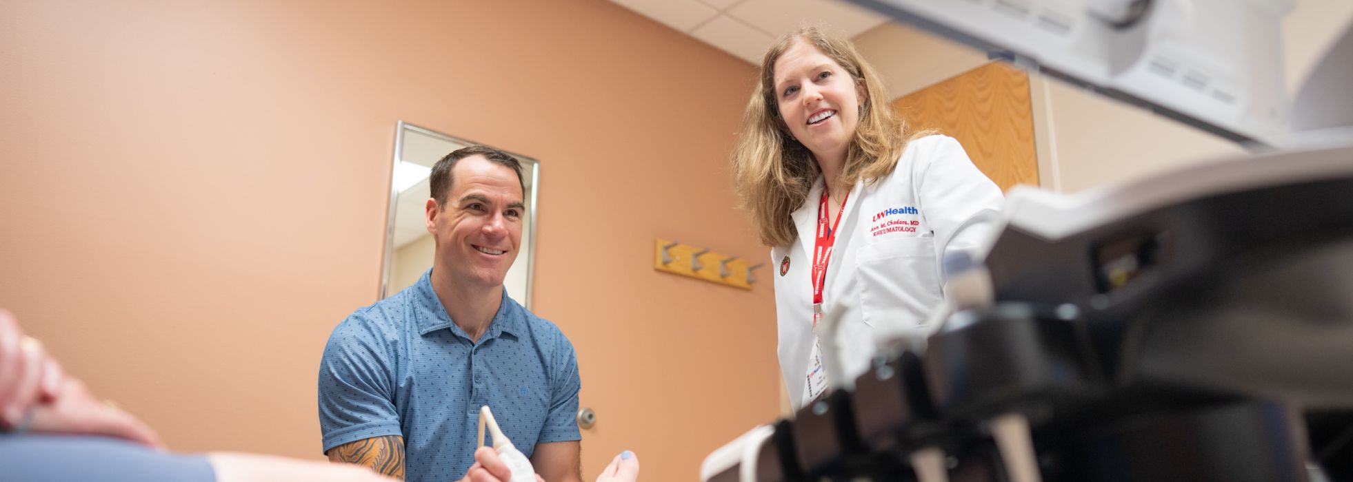 Ann Chodara and Brian Knoll performing an ultrasound