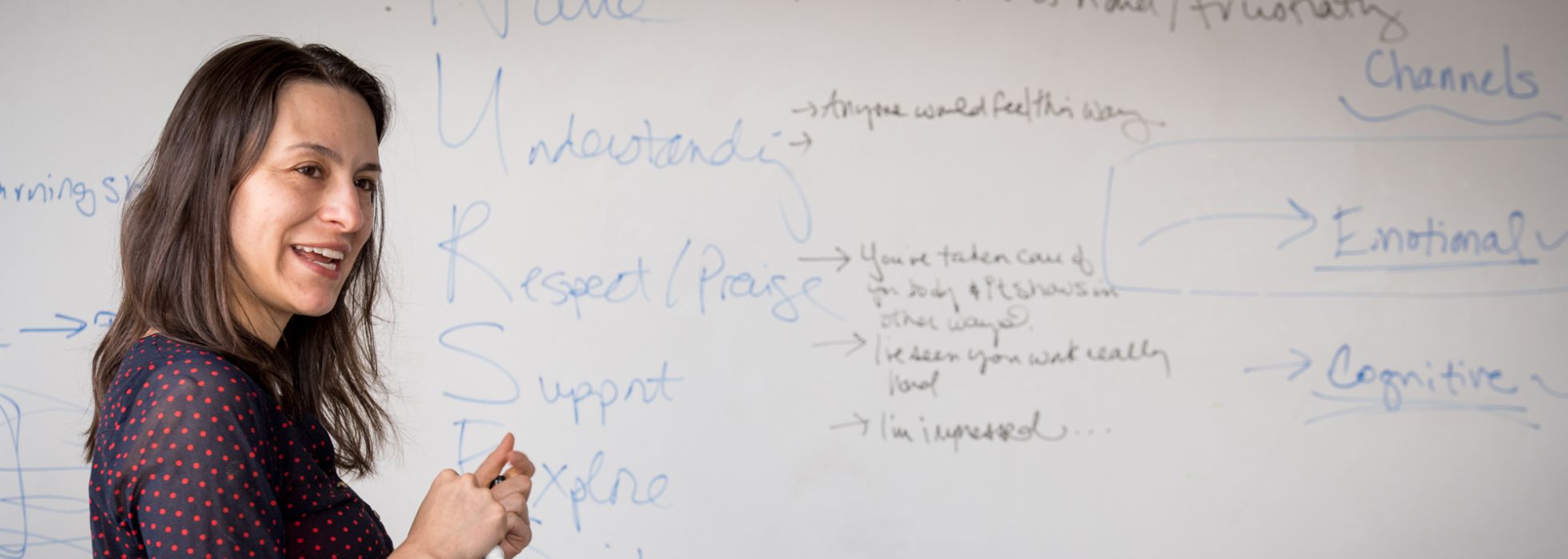 Hospice and Palliative Care Fellowship Director Dr. Sara Johnson teaching in front of a whiteboard