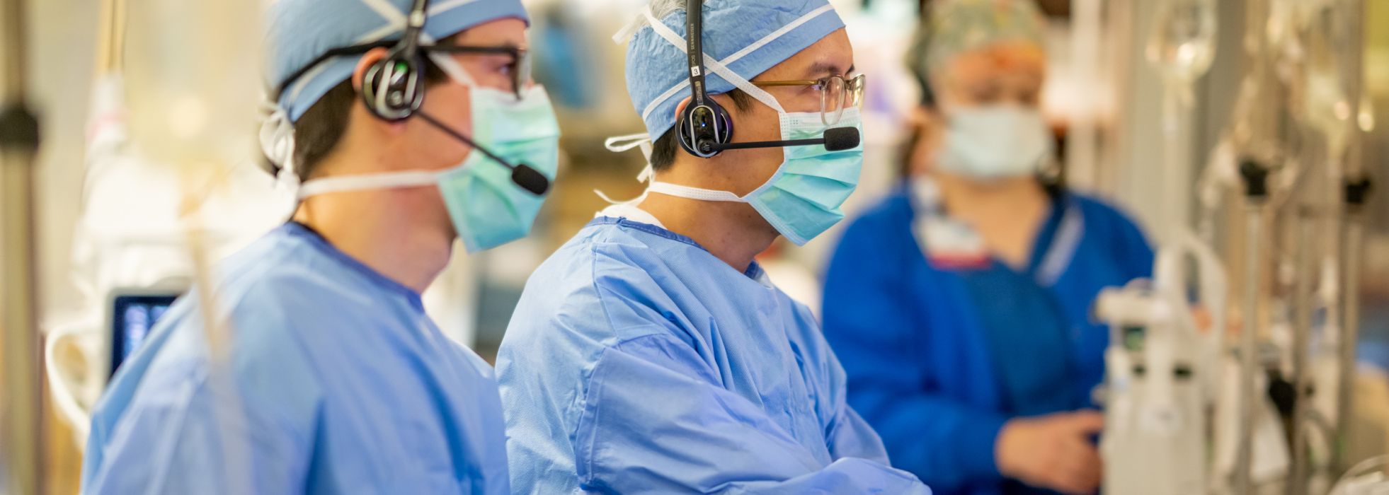 Faculty member Dr. Daniel Modaff and Clinical Cardiac Electrophysiology fellow Dr. Luke Chong during an EP procedure