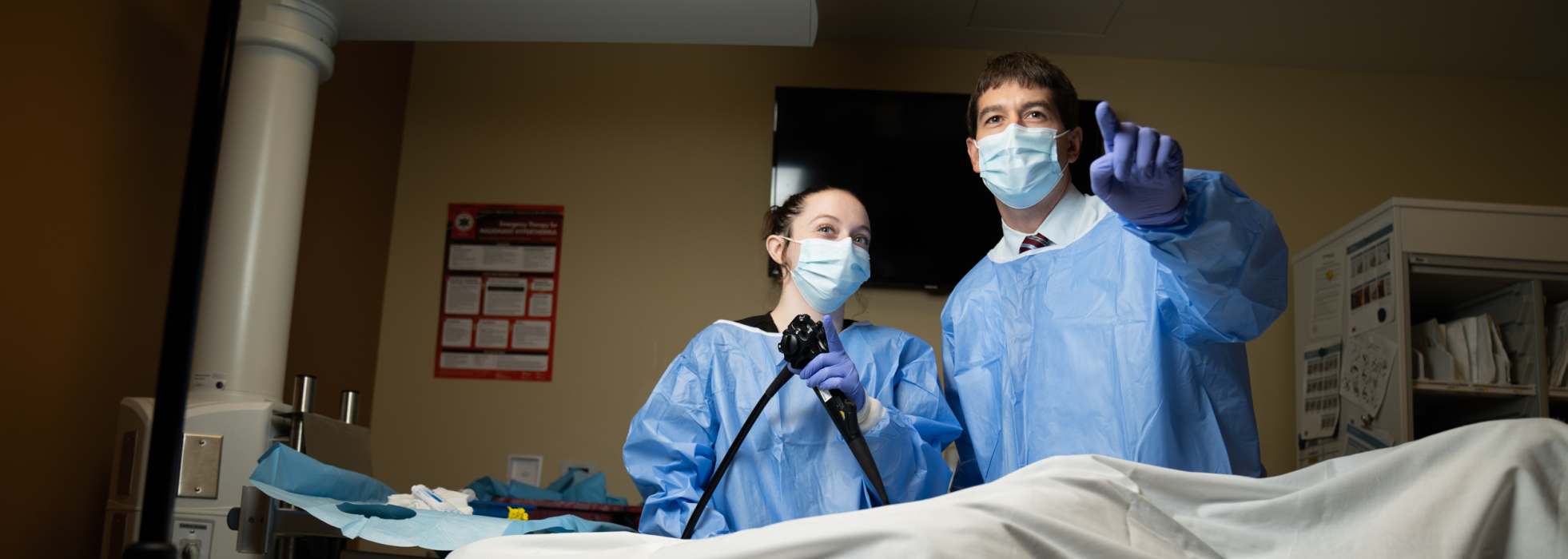 GI Fellowship Director Dr. Ian Grimes with nurse in endoscopy suite