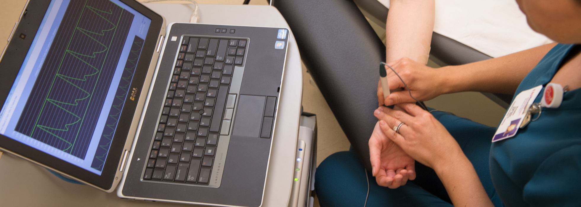 photo from above of AIRP researcher measuring arterial function