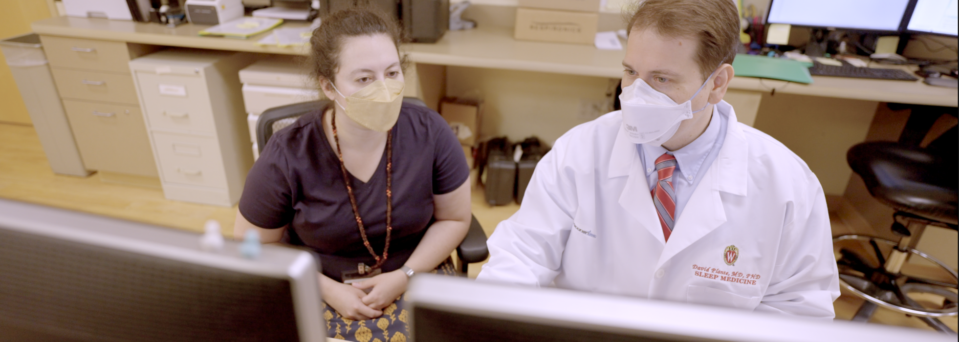 Dr. David Plante and clinical staff member in the sleep clinic