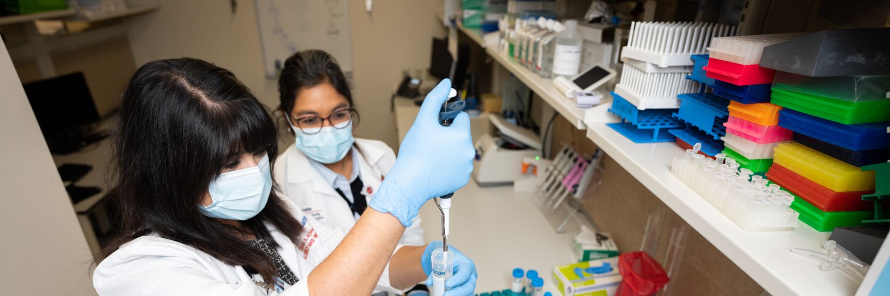Drs. Singh and Afshan working in lab