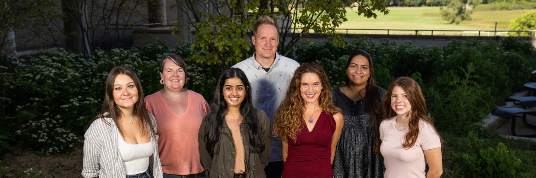 Outdoor photo of Dr. Lee Eckhardt's lab team