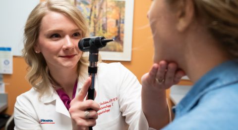 Nurse practitioner Elizabeth Holden with a patient at the Digestive Health Center