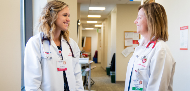 Dr. Briana Jelenc and nurse practitioner in clinic