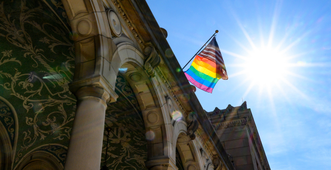 Pride flag at Memorial Union