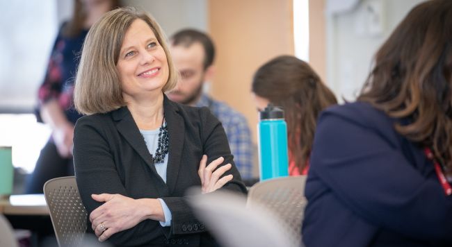 Laura Zakowski, MD, professor (CHS), General Internal Medicine and associate vice chair for undergraduate medical education, enjoys an interactive workshop at the fifth annual Department of Medicine Education Day