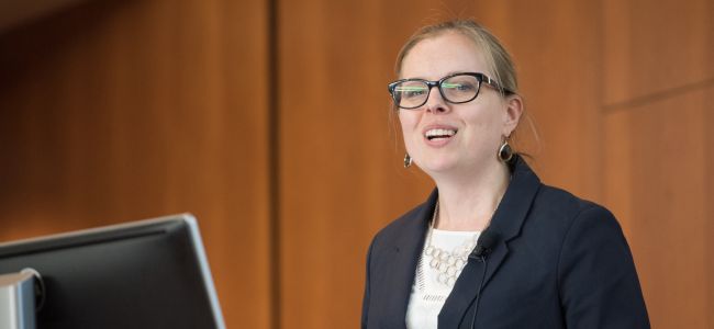 Dr. Christie Bartels at a Department of Medicine research event