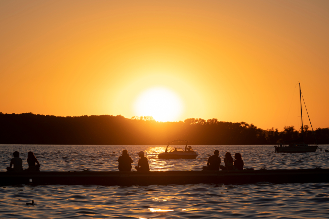 Sunset over the lakes surrounding Madison