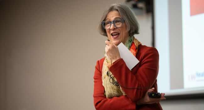 Dr. Trowbridge speaking at a meeting.