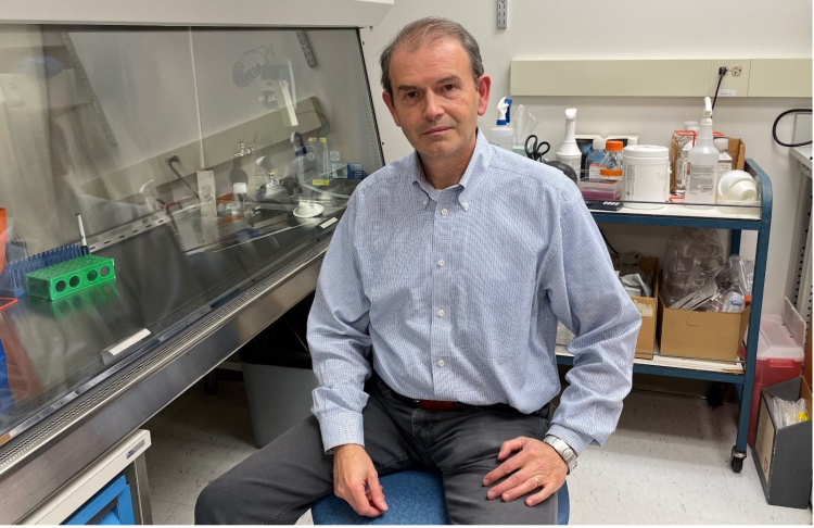 Stephane Esnault, PhD, in the lab.