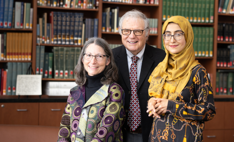 Donors Fran Fogerty, PhD, and Deane Mosher, MD, with Moniba Nazeef, MD.
