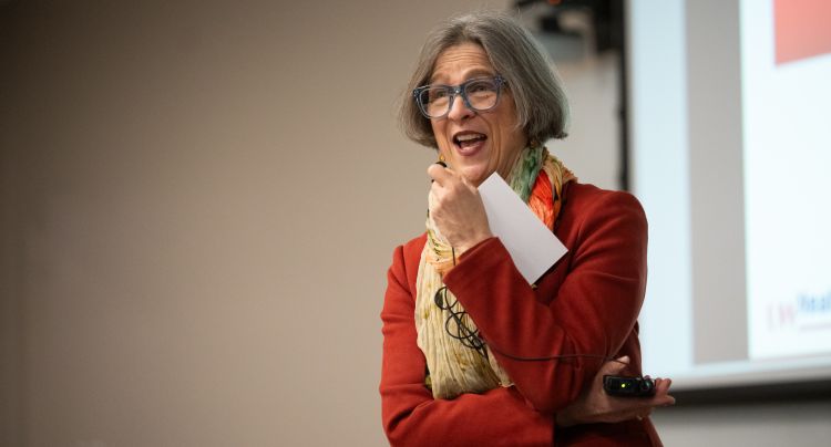 Dr. Trowbridge speaking at a meeting.