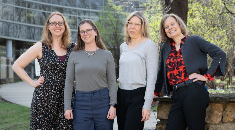 Dr. Zakowski, on far right, with several of her longtime education colleagues. From right to left: Sarah Ahrens, MD, clinical professor, General Internal Medicine; Mariah Quinn, MD, associate professor, General Internal Medicine; and Amy Zelenski, PhD, director of education innovation and scholarship and professor, General Internal Medicine