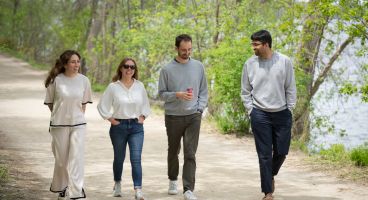 Residents walking and talking