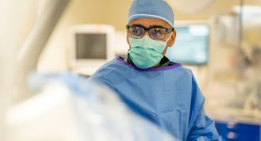 Dr. Farhan Raza in the cath lab.