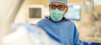 Dr. Farhan Raza in the cath lab.