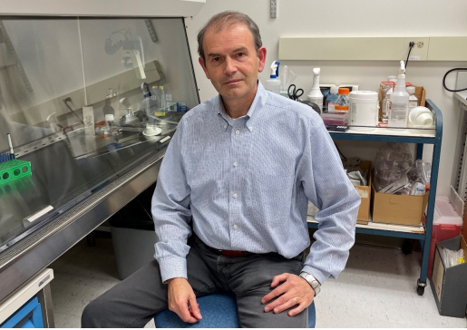 Stephane Esnault, PhD, in the lab.