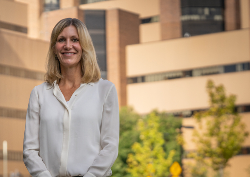 Ann Sheehy, MD, MS, poses outside UW Health.