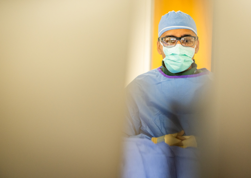 Closeup of Dr. Farhan Raza in cath lab