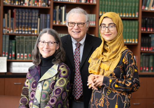 Donors Fran Fogerty, PhD, and Deane Mosher, MD, with Moniba Nazeef, MD.