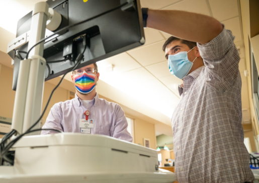 Dr. Kleinschmidt in the lab.