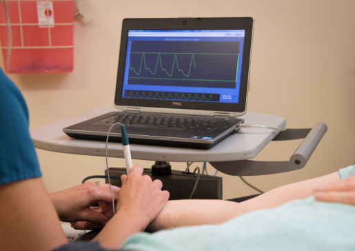 View of computer screen while AIRP researcher measures arterial function