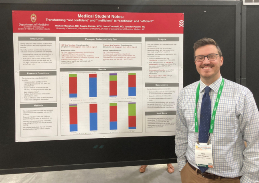 Resident Mike Houghan, MD, in front of his poster at the Society of General Internal Medicine