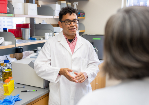 Dr. Freddy Caldera talks with Dr. Mary Hayney.