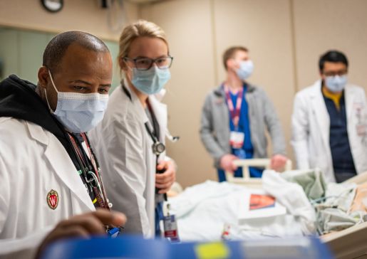 Residents practicing procedures in the UW Health Simulation Program