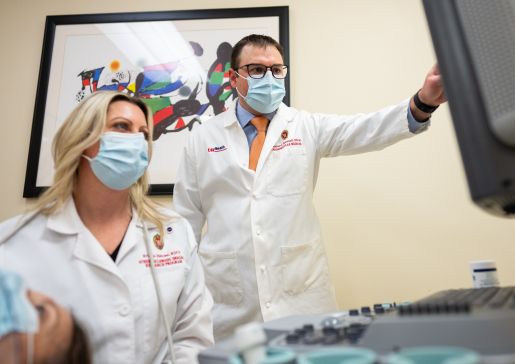 Dr. Tattersall (center) in the University of Wisconsin Atherosclerotic Imaging Research Program (AIRP) lab with AIRP associate lab manager Kristin Hansen.