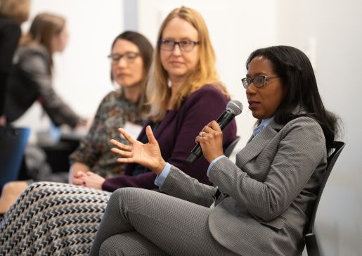 From left, Allison Ishizaki, MPH, assistant director - education; Amy Zelenski, PhD, associate professor, General Internal Medicine, and director of education innovation and scholarship; and Christine Sharkey, MD, clinical associate professor, Rheumatology, discussing the innovative new DOM Educator Academy.