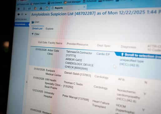 closeup screenshot of the Transthyretin Amyloid Cardiomyopathy Suspicion List