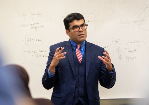 Dr. Fahad Aziz in the classroom.