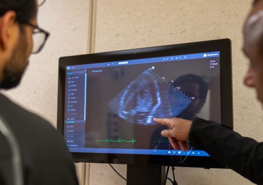 A nephrology fellow reviews a kidney scan