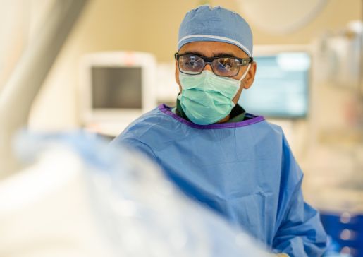 Dr. Farhan Raza in the cath lab.